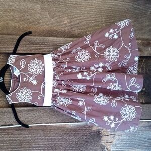Lydia Jane brown with white embroidery fit and flare dress